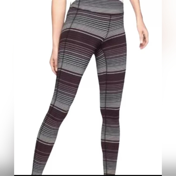 Athleta Size Small Striped Athleisure Mid Rise CHATURANGA Leggings No Pockets - Picture 1 of 12